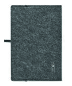 Carnet A5 avec couverture en feutre RPET. 160 pages lignées en papier recyclé (80 feuilles / 70 gr/m²). Passant pour stylo. – Image 2