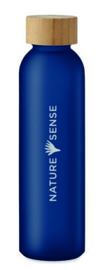 Bouteille en verre avec finition givrée et couvercle en bambou. Anti fuite. Capacité : 500 ml. Le bambou est un produit naturel, et présente de légères variations de couleur, de décoration et de tailles. – Image 5