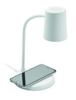 Lampe de bureau 15W à chargement sans fil avec haut-parleur sans fil 5.1. Intensité réglable selon 3 types de lumière :  jour, froid et naturelle. Bouton marche/arrêt activé par le toucher. Sortie : DC5V/1A (5W). – Image 3