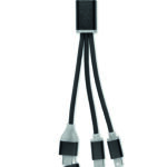 Porte-clés avec câble de chargement avec entrée : 2-en-1 type-C & type-A et micro-B  (adaptateur 2 en 1 ) et sortie type C.