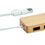 Hub USB 3 ports en bambou