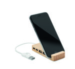 Hub USB-C/A à 4 ports dans un boîtier en bambou. Sortie : 2 x Type-A et 2 x Type-C. Entrée : 2-en-1 Type-C & Type-A. Longueur du câble : 20 cm. – Image 3