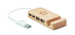 Hub USB-C/A à 4 ports dans un boîtier en bambou. Sortie : 2 x Type-A et 2 x Type-C. Entrée : 2-en-1 Type-C & Type-A. Longueur du câble : 20 cm. – Image 4